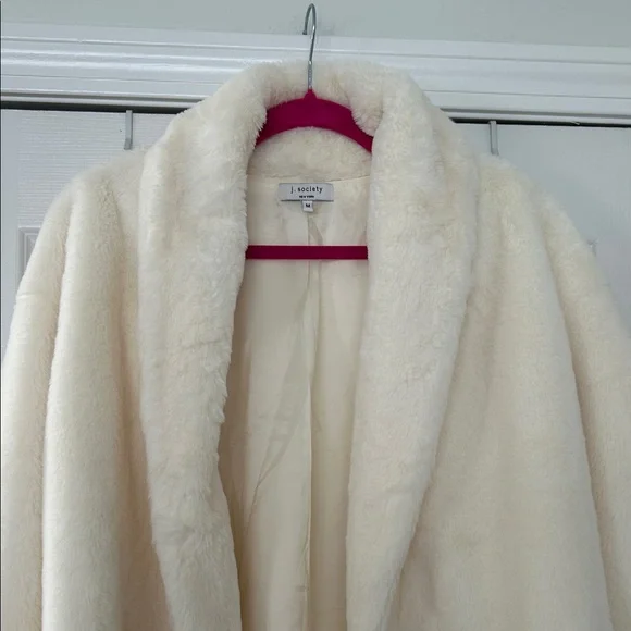 Cream Faux Fur Jacket by j. Society size Medium - Picture 6 of 6
